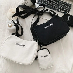 Canvas Women Bag Female Solid Crossbody Messenger Bag Letter Shoulder Handbags