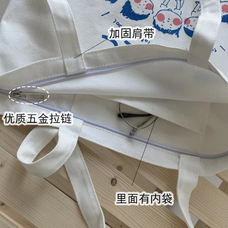 Canvas Shoulder Bag Large Capacity Girls Student Handbags Travel Tote