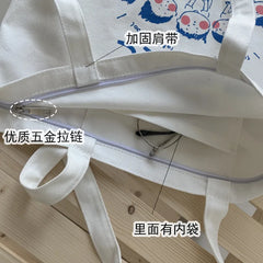 Canvas Shoulder Bag Large Capacity Girls Student Handbags Travel Tote