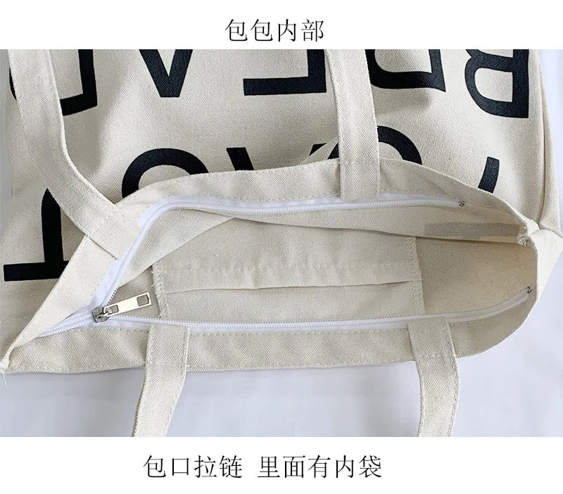 Canvas Women's Shoulder Bags Large Capacity Ladies Carry Shopping Bag