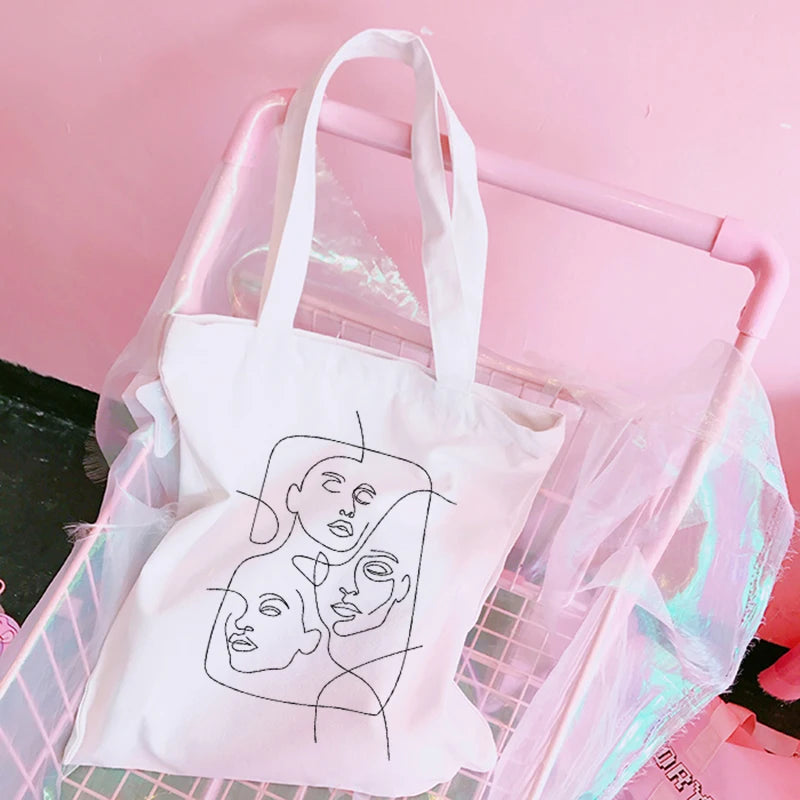 Cartoon Abstract Canvas Women Large Capacity Casual Printing Shoulder Bag