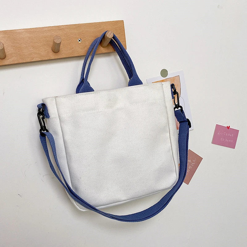 Cartoon Canvas Shoulder Bag for Women Bear Rabbit Tote