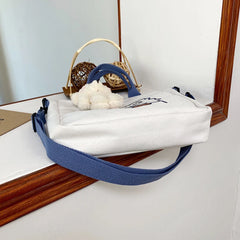Cartoon Canvas Shoulder Bag for Women Bear Rabbit Tote