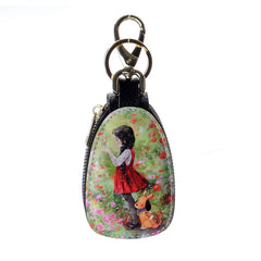 Girl's Cartoon Leather Key Bag - Zipper Key Wallet Holder
