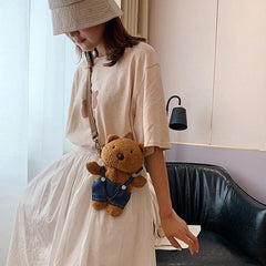 Bear Crossbody Bag Plush Toy Girls Toys Girls Mobile Phone Bag