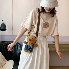 Bear Crossbody Bag Plush Toy Girls Toys Girls Mobile Phone Bag