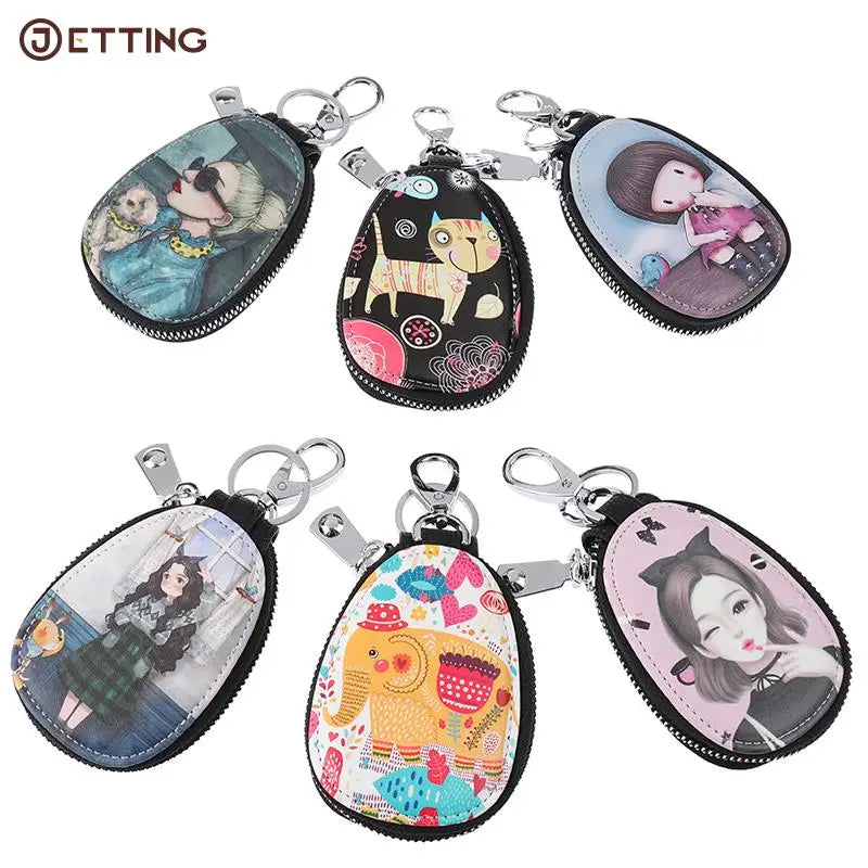 Cartoon Women Key Bag Girl Students Leather Key Wallets Key Case