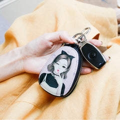 PU Leather Cartoon Women Key Bag Girl Key Wallets Zipper Key Pouch