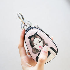 PU Leather Cartoon Women Key Bag Girl Key Wallets Zipper Key Pouch