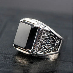 Square Zircon Diamond Men's Silver Ring Gothic Jewelry