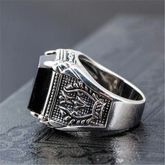 Square Zircon Diamond Men's Silver Ring Gothic Jewelry