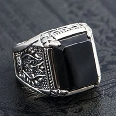 Square Zircon Diamond Men's Silver Ring Gothic Jewelry