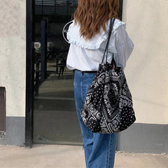 Cashew Flower Printing Women Shoulder Bags Ladies Shopping Tote Casual Cotton Fe