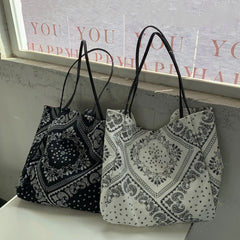 Cashew Flower Printing Women Shoulder Bags Ladies Shopping Tote Casual Cotton Fe