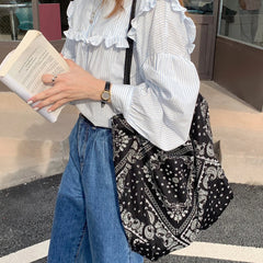 Cashew Flower Printing Women Shoulder Bags Ladies Shopping Tote Casual Cotton Fe
