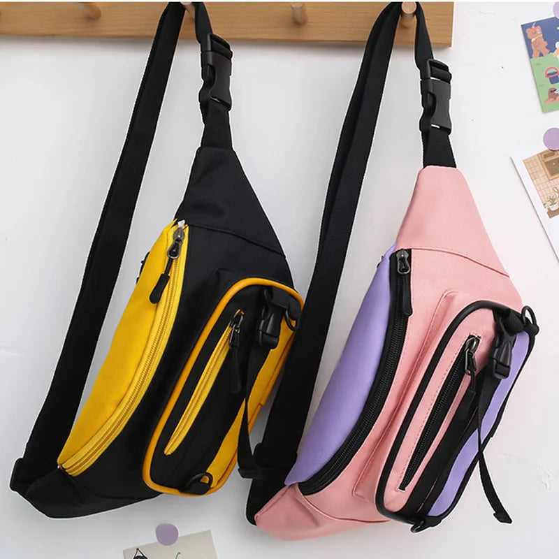 Canvas Sports Shoulder Bag Girl Waist Pack Handbag Chest Bag Purse Clutch