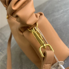 Soft Leather Crossbody Bag Pleated Strap Shoulder Messenger Bag