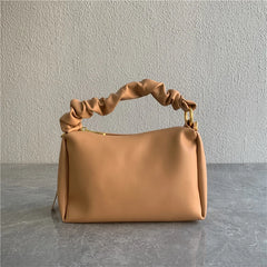 Soft Leather Crossbody Bag Pleated Strap Shoulder Messenger Bag