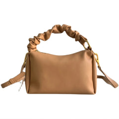 Soft Leather Crossbody Bag Pleated Strap Shoulder Messenger Bag