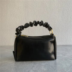 Soft Leather Crossbody Bag Pleated Strap Shoulder Messenger Bag