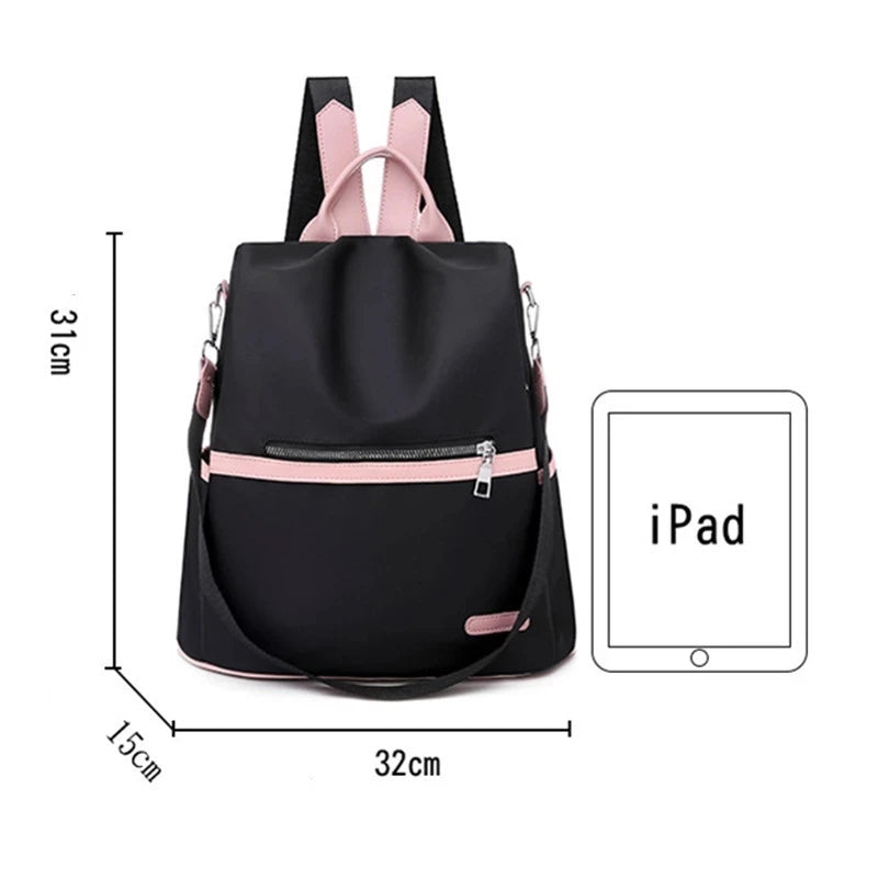 Pink Female Oxford Backpack Waterproof Teenagers Girls Packbag