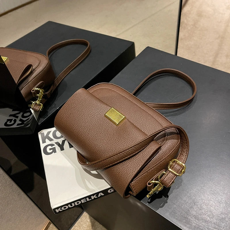 Women's Soft Leather Crossbody Bag Small Flap Messenger Bag