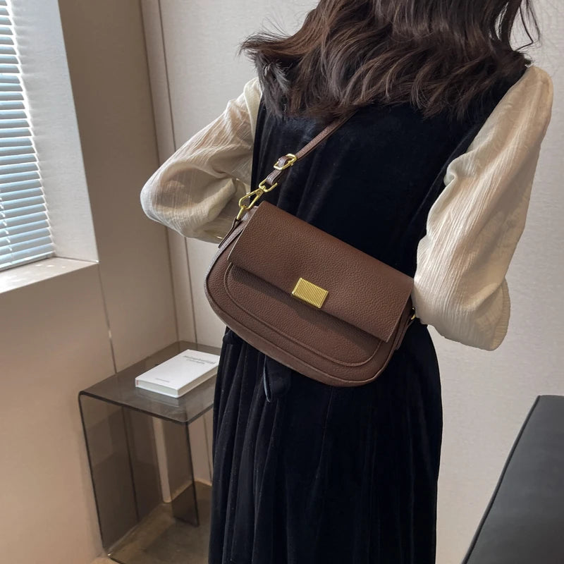 Women's Soft Leather Crossbody Bag Small Flap Messenger Bag