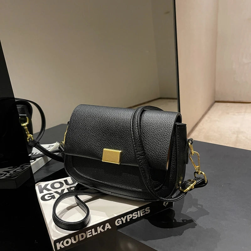 Women's Soft Leather Crossbody Bag Small Flap Messenger Bag
