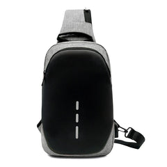Men's Casual Nylon Chest Bag USB Charging Anti-Theft Waterproof