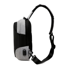 Men's Casual Nylon Chest Bag USB Charging Anti-Theft Waterproof