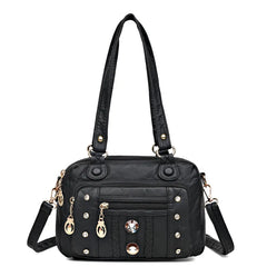 Vintage Leather Crossbody Bag for Women - Casual Messenger Sling Handbag