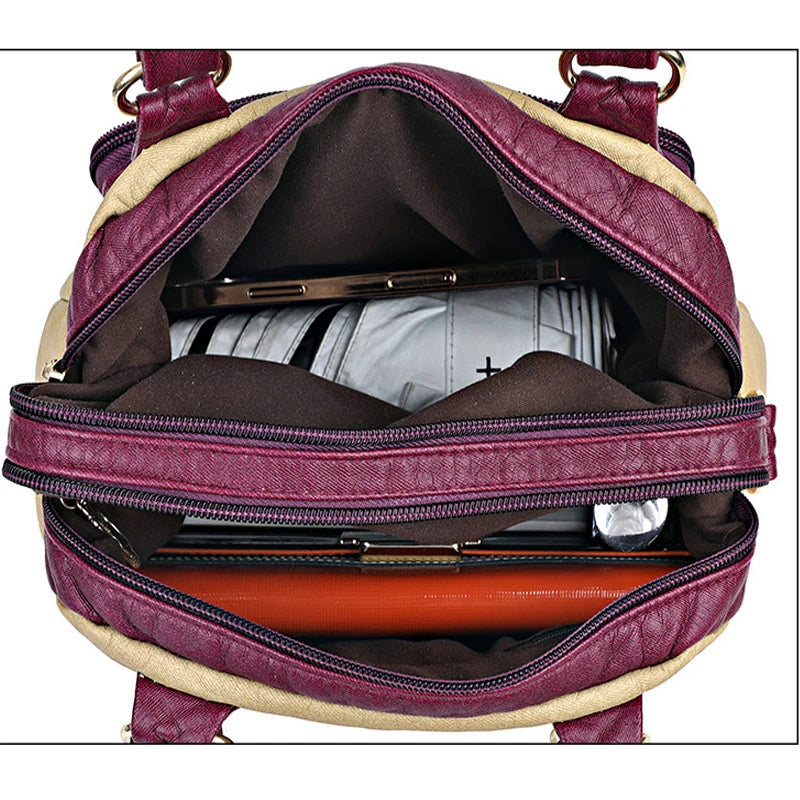 Vintage Leather Crossbody Bag for Women - Casual Messenger Sling Handbag