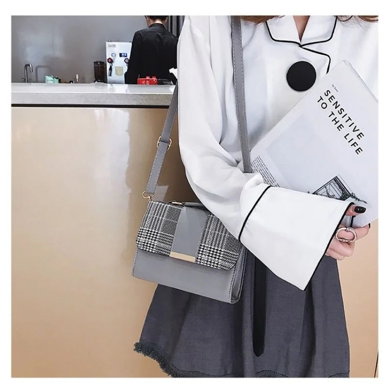 Casual Vintage Leather Sling Panelled Purse Shoulder Bag