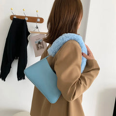 Soft Plush Chain Shoulder Bag Versatile Women Bag