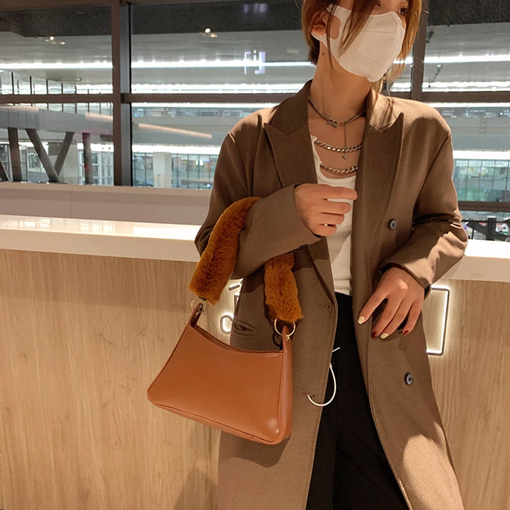 Soft Plush Chain Shoulder Bag Versatile Women Bag