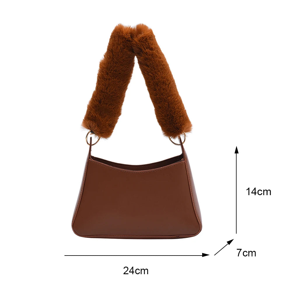 Soft Plush Chain Shoulder Bag Versatile Women Bag