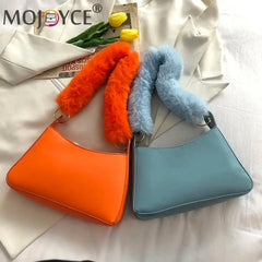 Soft Plush Chain Shoulder Bag Versatile Women Bag