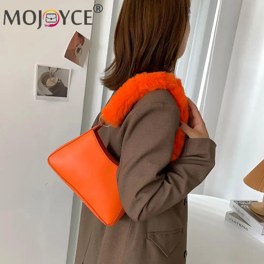 Soft Plush Chain Shoulder Bag Versatile Women Bag