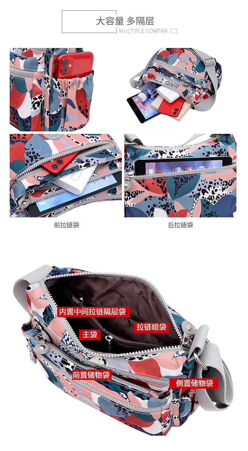 Casual Nylon Shoulder Bags Print Crossbody Handbags