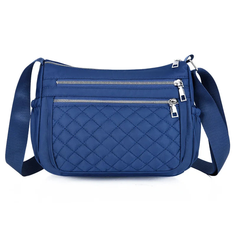 Women's Waterproof Nylon Crossbody Bag Plaid Shoulder Messenger Bags