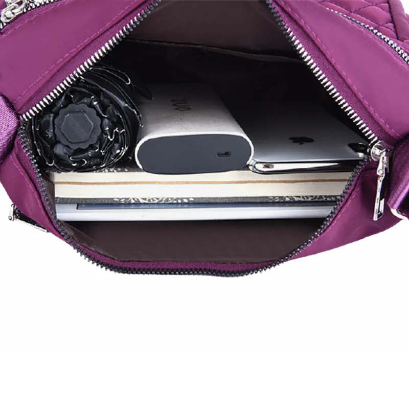 Women's Waterproof Nylon Crossbody Bag Plaid Shoulder Messenger Bags
