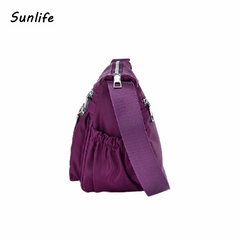 Women's Waterproof Nylon Crossbody Bag Plaid Shoulder Messenger Bags