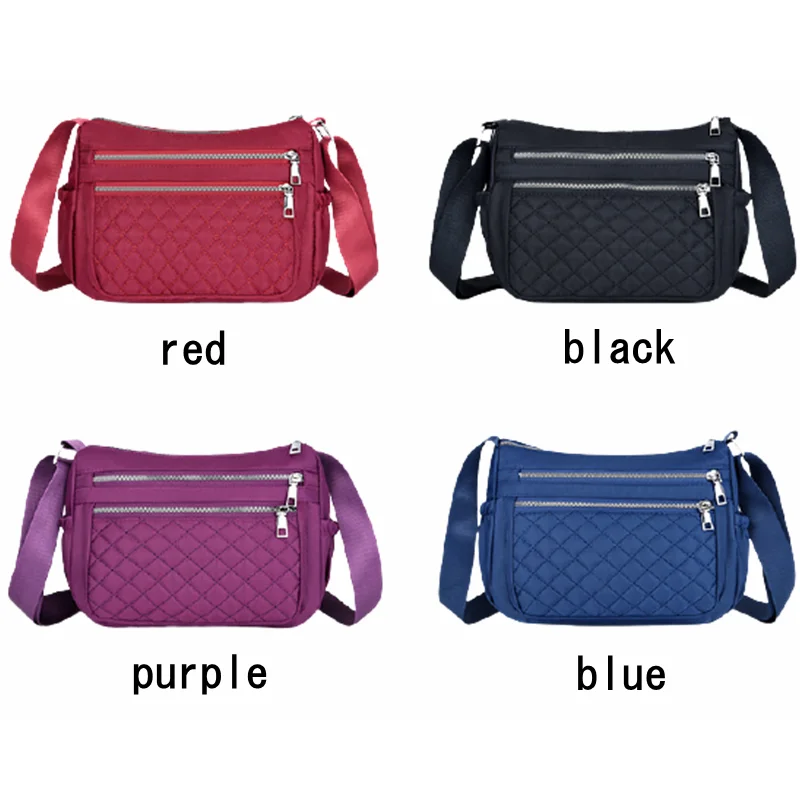 Women's Waterproof Nylon Crossbody Bag Plaid Shoulder Messenger Bags