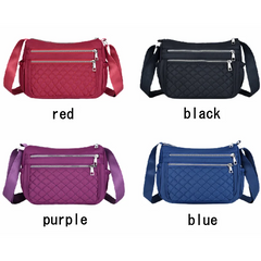 Women's Waterproof Nylon Crossbody Bag Plaid Shoulder Messenger Bags