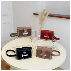 Matte Leather Crossbody Bag Lock Messenger Chain Flap Wallet