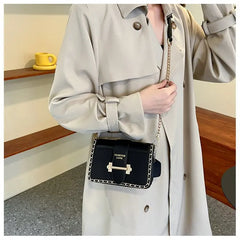 Matte Leather Crossbody Bag Lock Messenger Chain Flap Wallet