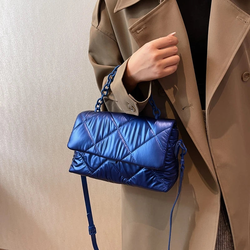 Quilted Chain Bag Padded Nylon Shoulder Bag