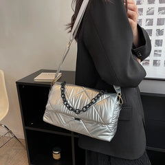 Quilted Chain Bag Padded Nylon Shoulder Bag