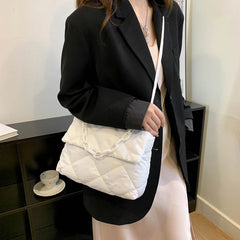 Quilted Chain Crossbody Bag Winter Cotton Padded Women Shoulder Handbag