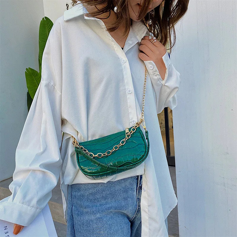 Crocodile Pattern Crossbody Bag Women's Top-handle Purse Vintage Style